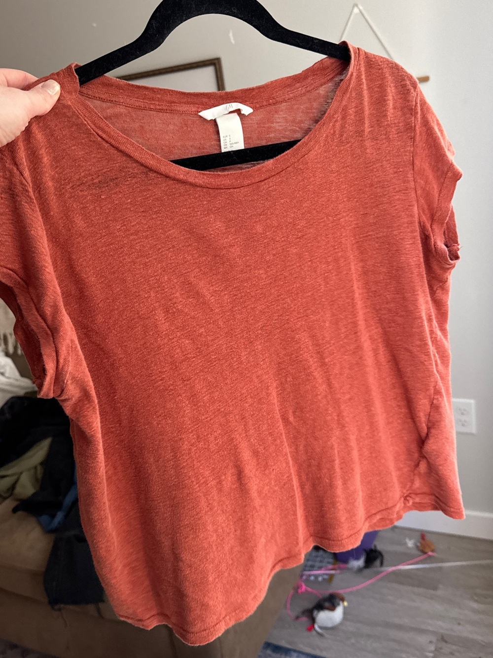 H&M Short-Sleeve Scoop Neck Top - Rust Orange